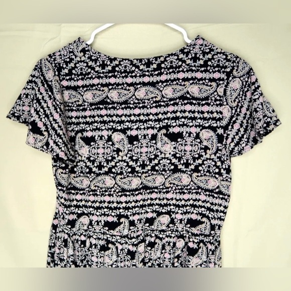 Patrons of Peace Floral Paisley Button Up Mini Dress Navy Blue Boho Hippie EUC - Picture 9 of 11